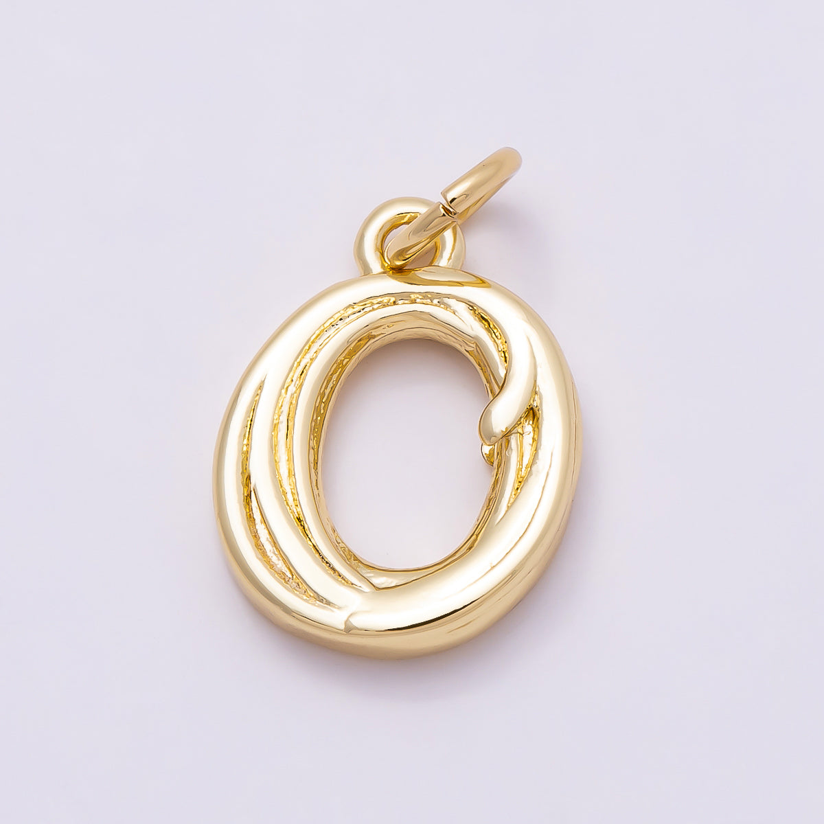 16K Gold Filled 14mm Minimalist Molten Alphabet Initial Letter Charm | Charms-00908 ~ Charms-00933