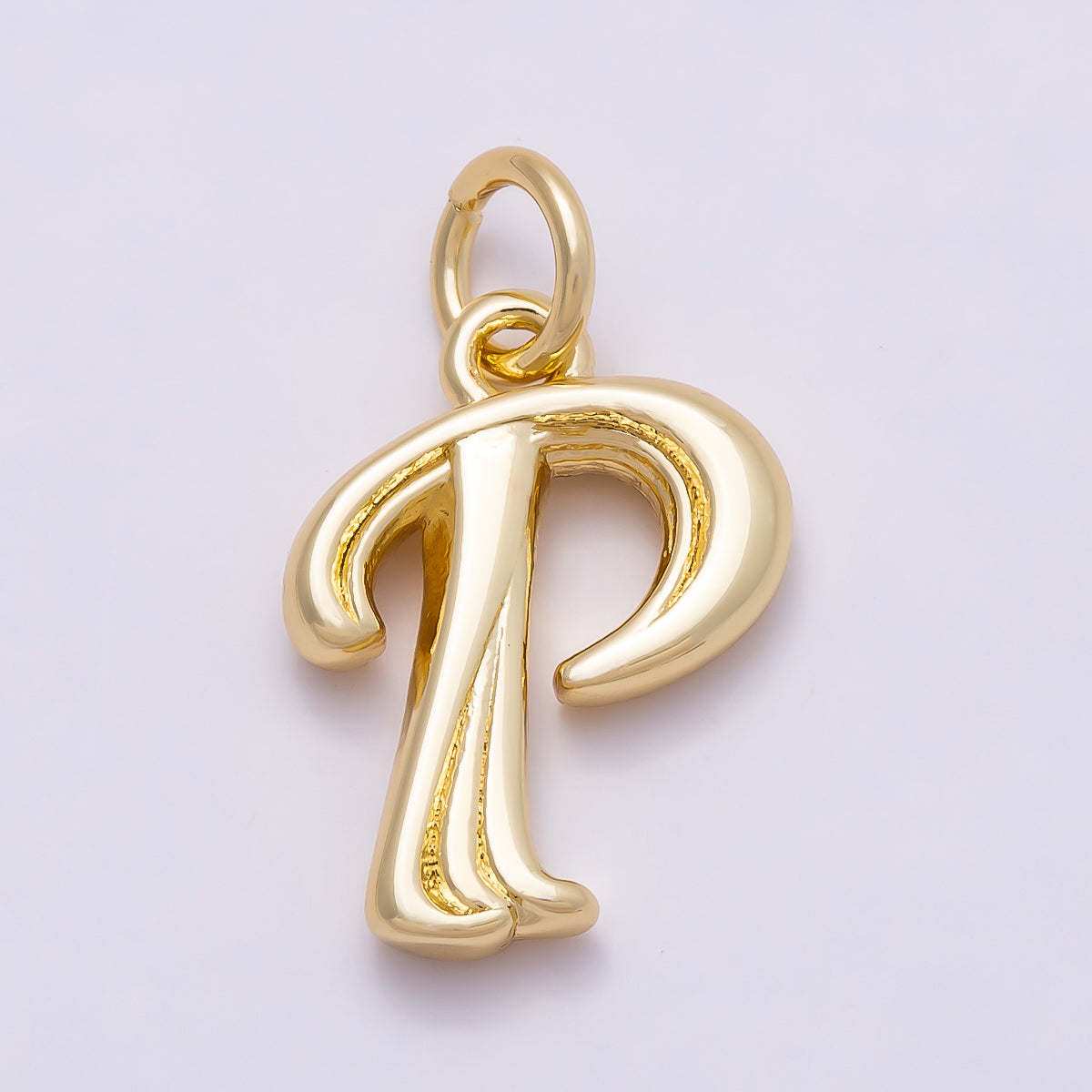 16K Gold Filled 14mm Minimalist Molten Alphabet Initial Letter Charm | Charms-00908 ~ Charms-00933