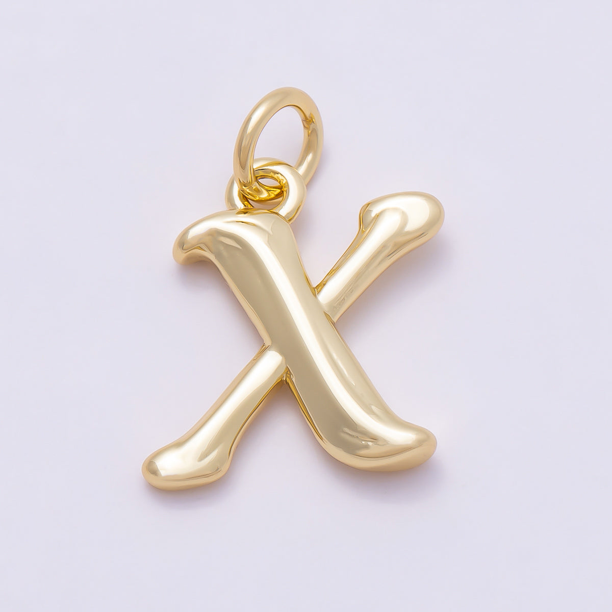 16K Gold Filled 14mm Minimalist Molten Alphabet Initial Letter Charm | Charms-00908 ~ Charms-00933