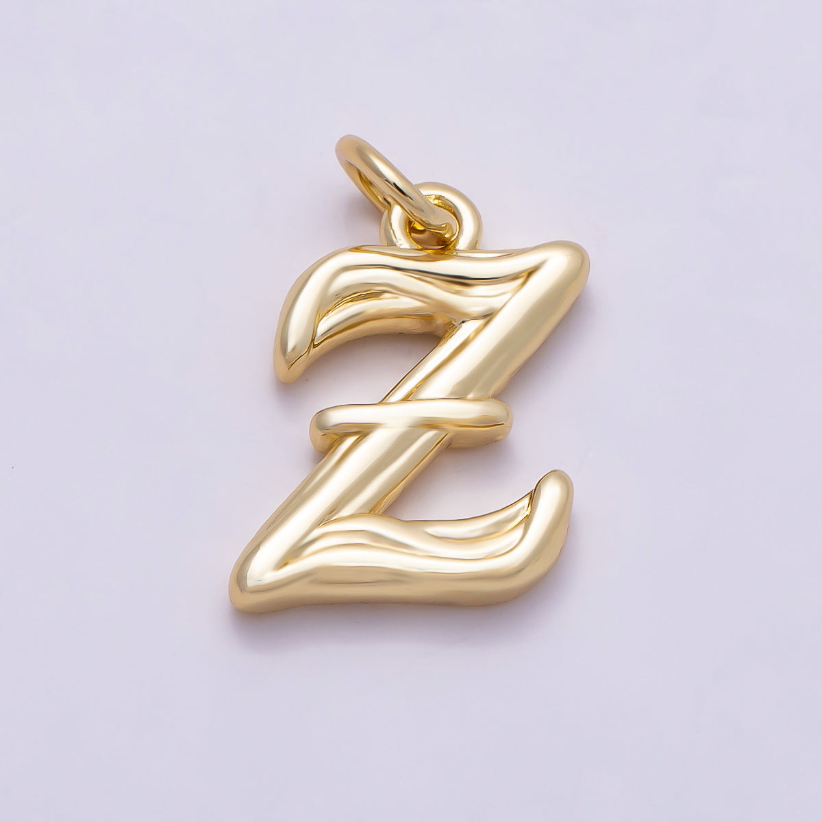 16K Gold Filled 14mm Minimalist Molten Alphabet Initial Letter Charm | Charms-00908 ~ Charms-00933