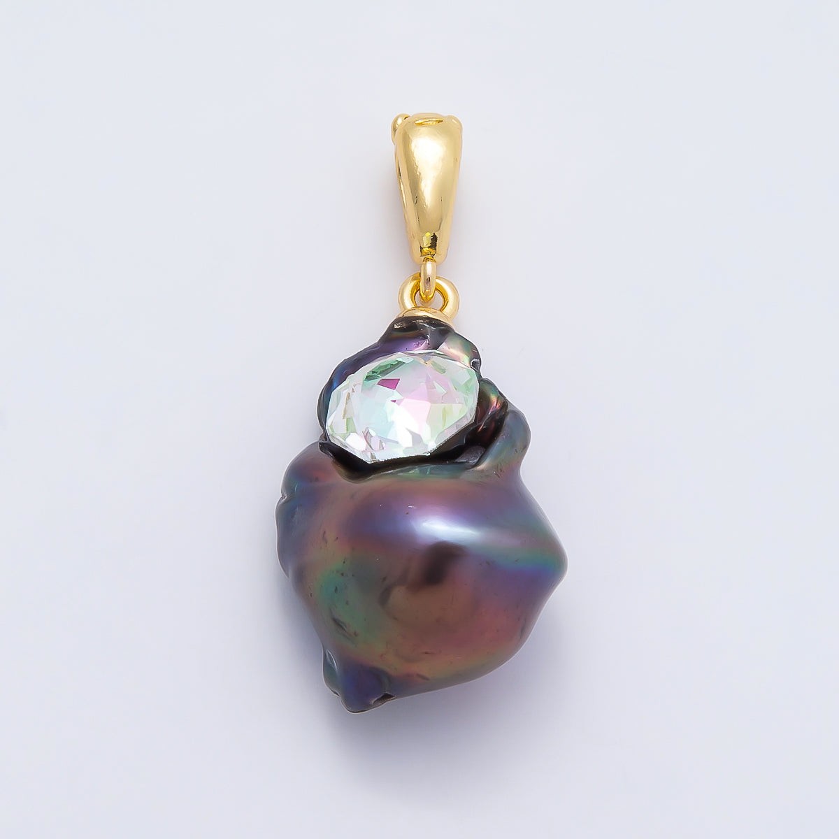 18K Gold Filled 25mm CZ Baroque Freshwater Pearl Pendant | Charms-00938 - Charms-00940