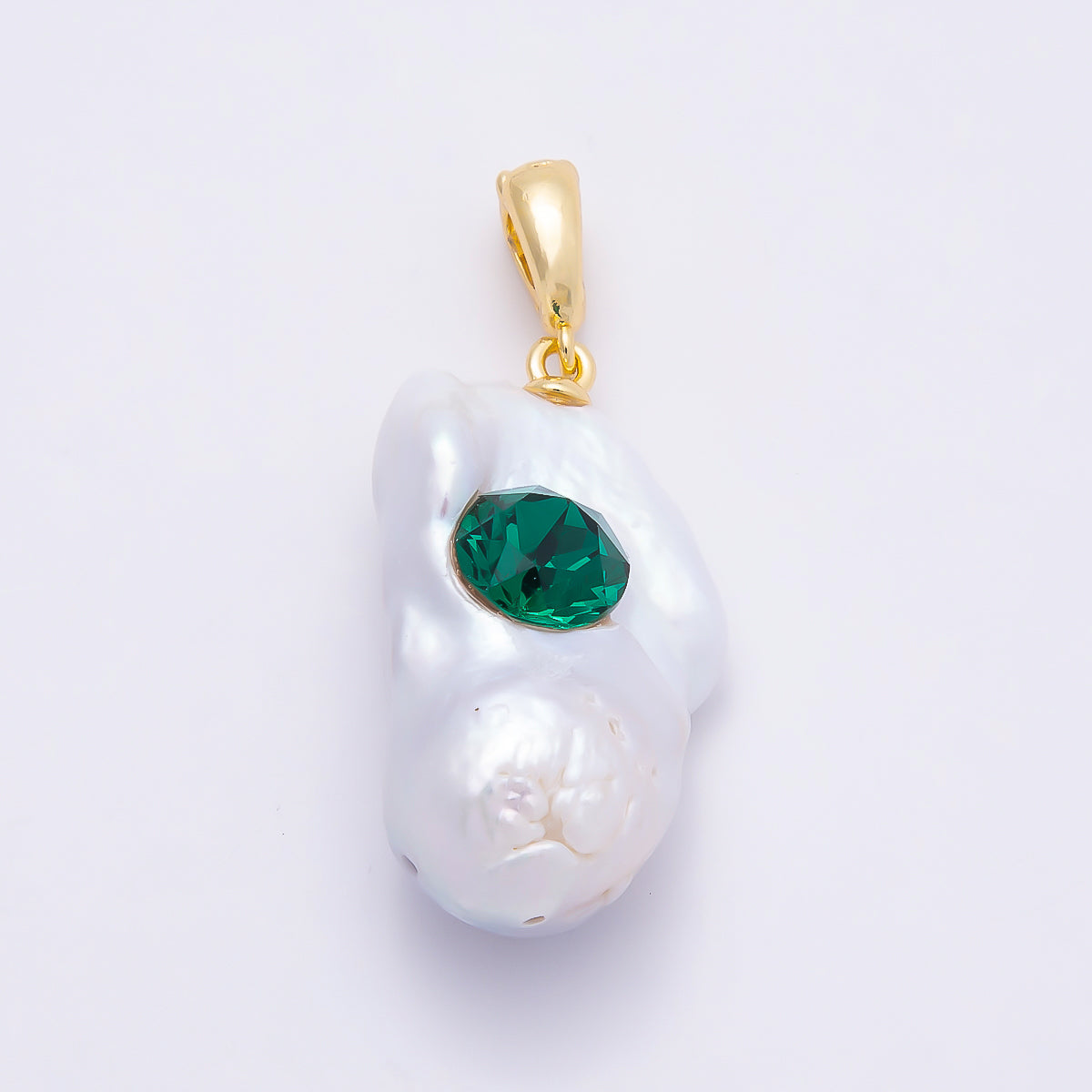 18K Gold Filled 25mm CZ Baroque Freshwater Pearl Pendant | Charms-00938 - Charms-00940