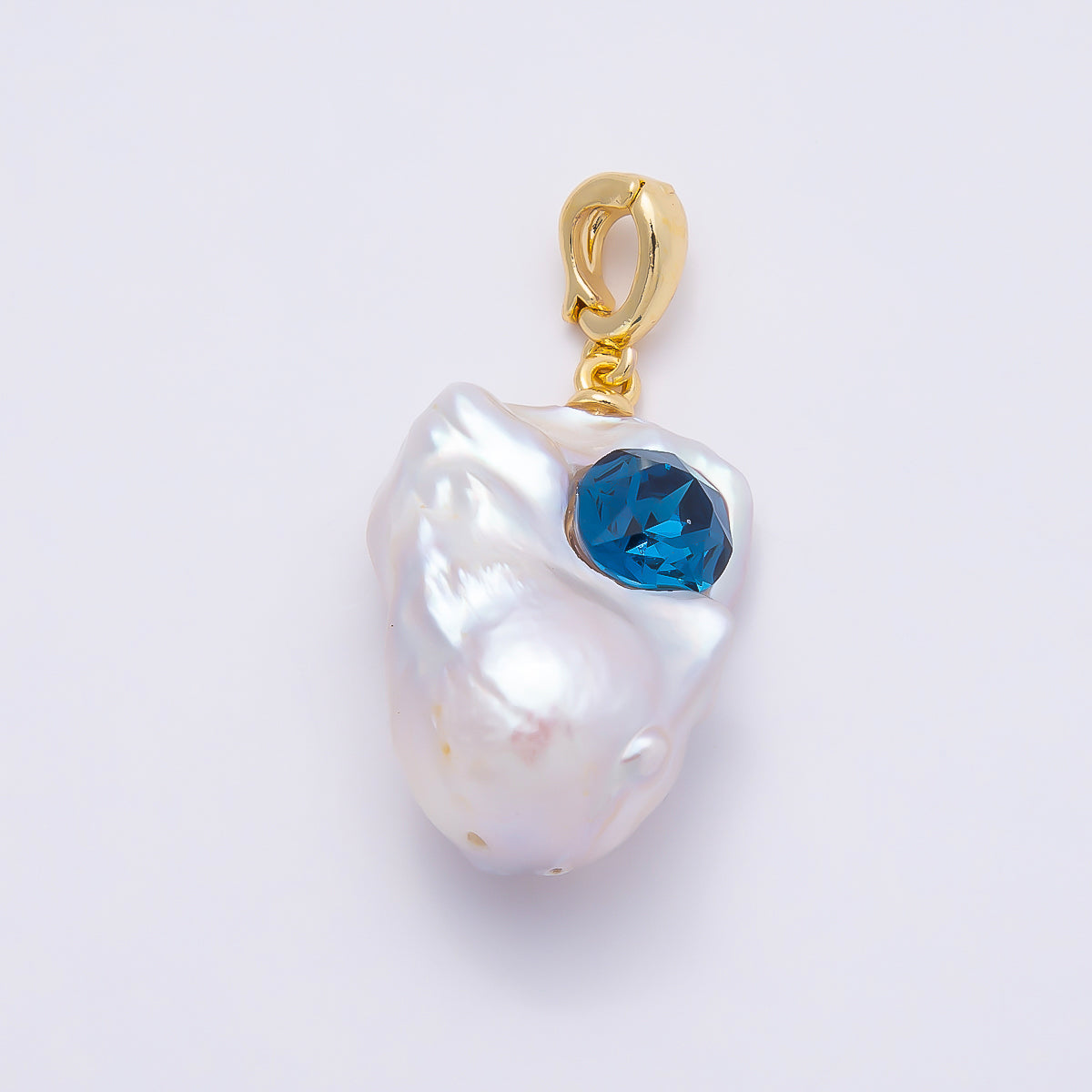 18K Gold Filled 25mm CZ Baroque Freshwater Pearl Pendant | Charms-00938 - Charms-00940