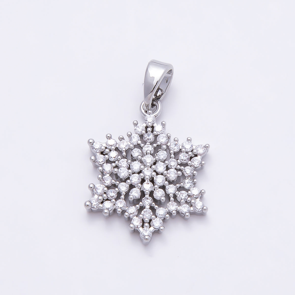 16K Gold Filled 19mm Clear CZ Winter Snowflake Pendant in Gold & Silver | Charms-00954 Charms-00955