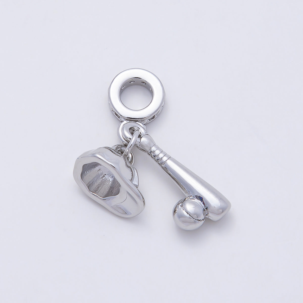24K Gold Filled Baseball Bat Cap Micro Paved CZ Rhondelle Drop Pendant in Gold & Silver | W333 - Charms-00980