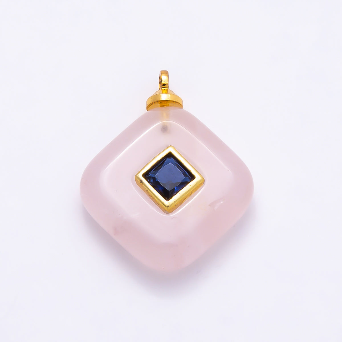 16K Gold Filled 20mm Multicolor CZ Embedded Gemstone Rhombus Pendant | Charms-01001 ~ Charms-01008