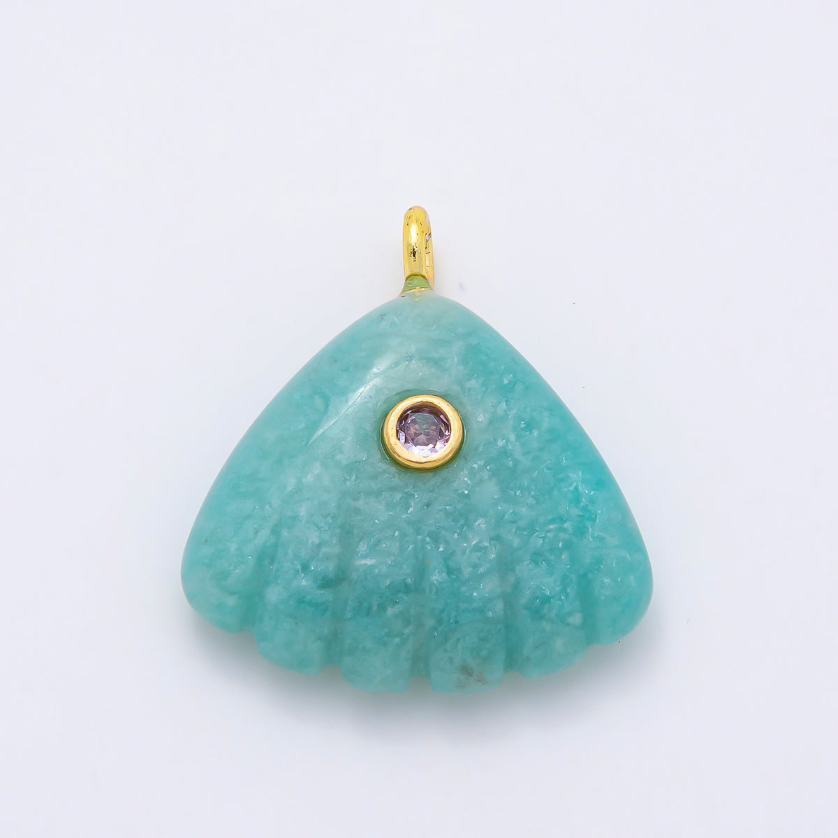 16K Gold Filled 27mm Multicolor CZ Embedded Gemstone Scallop Sea Shell Pendant | Charms-01047 ~ Charms-01052