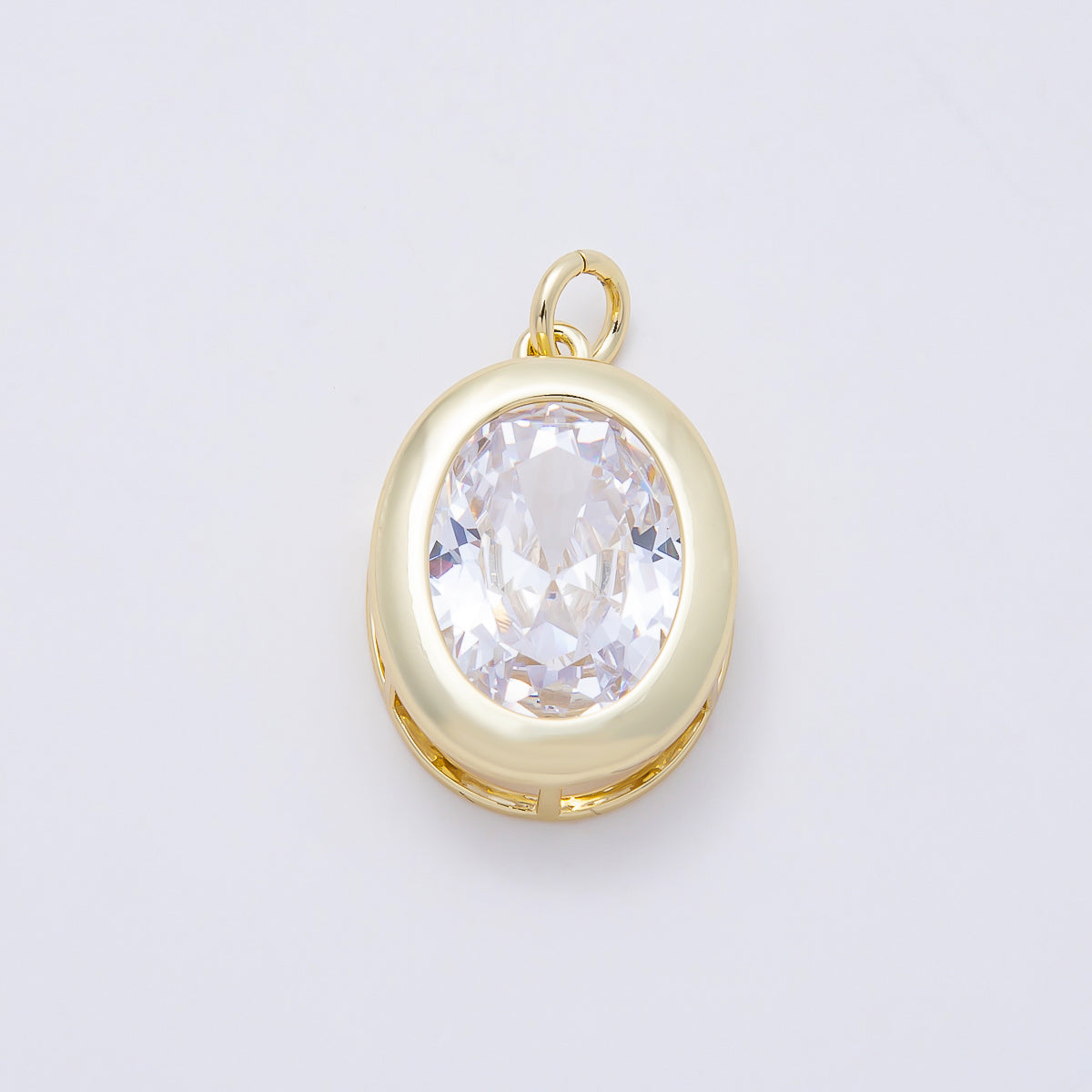 16K Gold Filled 23mm Clear, Turquoise Oval Bezel Charm | Charms-01100 Charms-01101