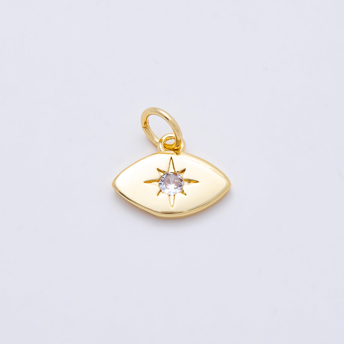 16K Gold Filled 9mm Clear CZ North Star Navette Mini Charm | Charms-01112
