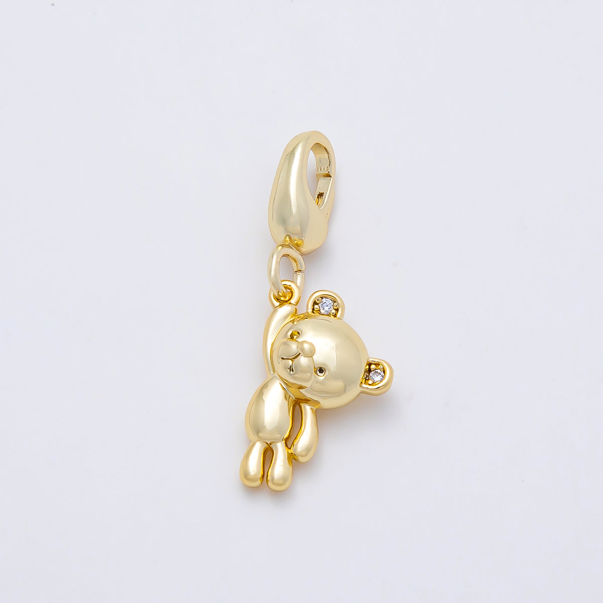 16K Gold Filled 14mm CZ Teddy Bear Minimalist 3D Multidimensional Charm | Charms-01170