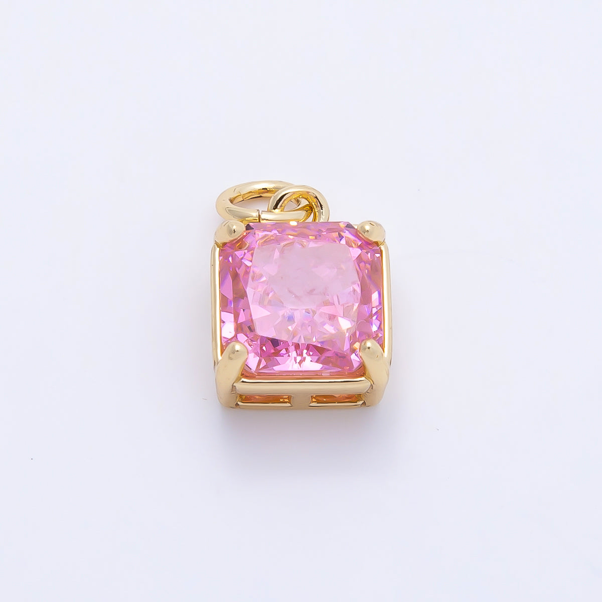 16K Gold Filled 11mm Birthstone CZ Square Charm | Charms-01172 ~ Charms-01183