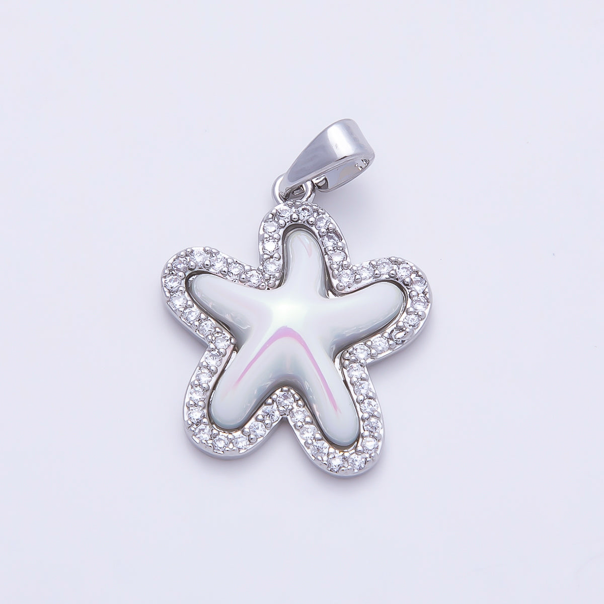 16K Gold Filled 20mm White Micro Paved CZ Celestial Starfish Charm in Gold & Silver | Charms-01205 Charms-01206