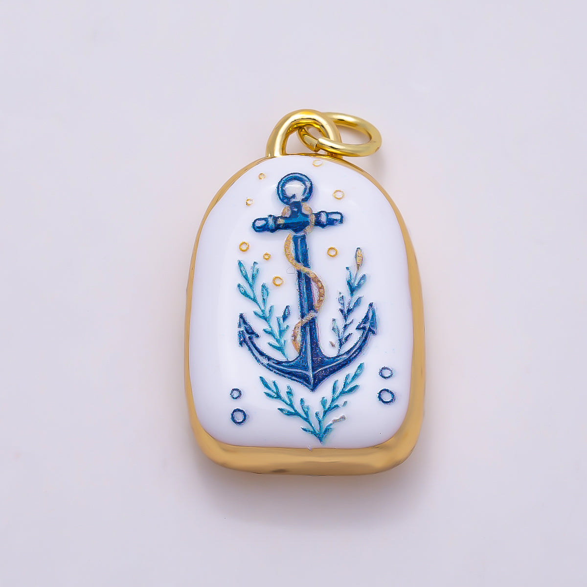 16K Gold Filled 21mm SUMMER Nautical Ocean White Enamel Charm | Charms-01280 ~ Charms-01286