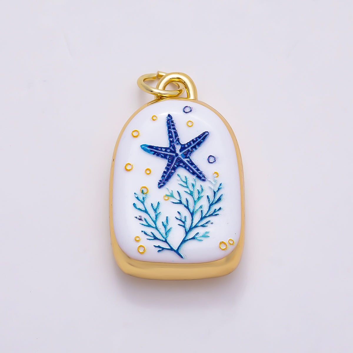 16K Gold Filled 21mm SUMMER Nautical Ocean White Enamel Charm | Charms-01280 ~ Charms-01286