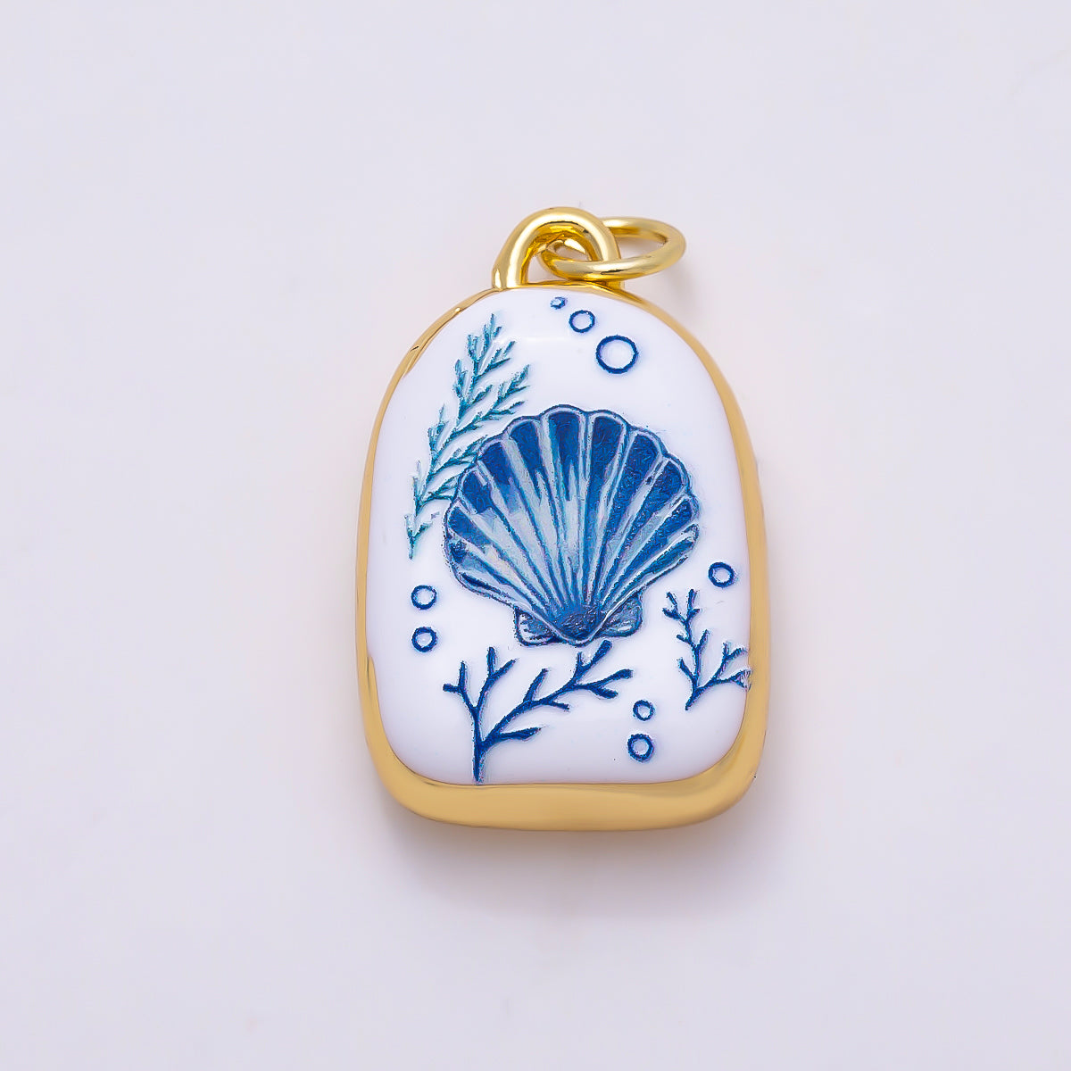 16K Gold Filled 21mm SUMMER Nautical Ocean White Enamel Charm | Charms-01280 ~ Charms-01286