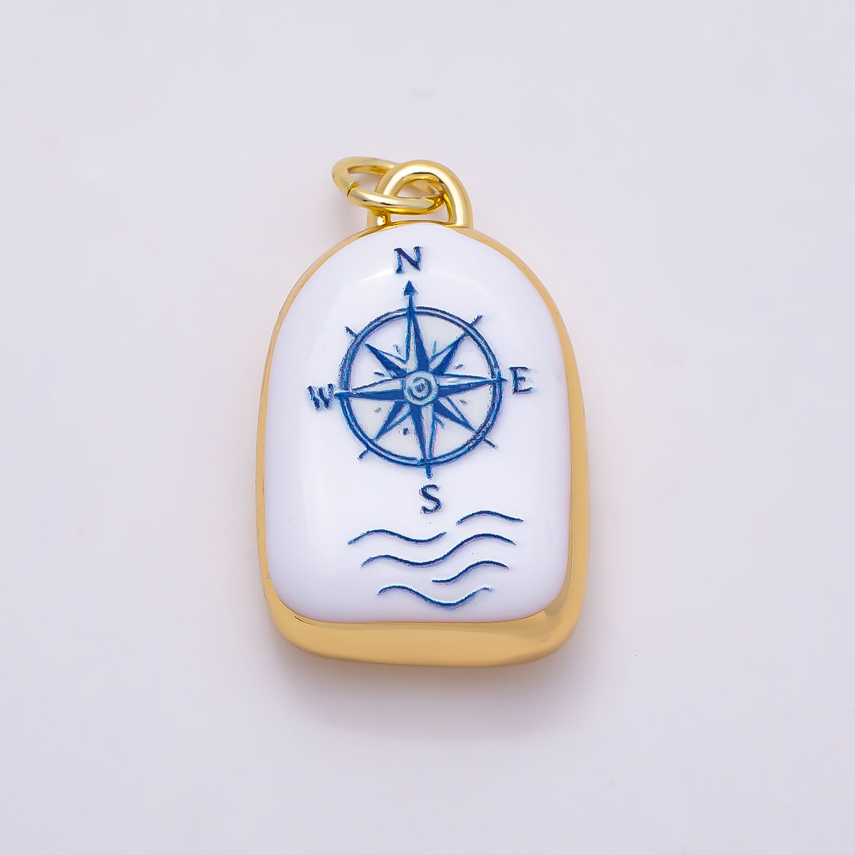16K Gold Filled 21mm SUMMER Nautical Ocean White Enamel Charm | Charms-01280 ~ Charms-01286