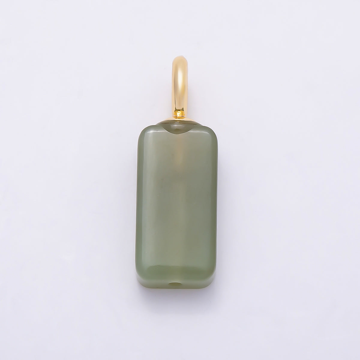 18K Gold Filled 27mm Green Peridot Gemstone Rectangle Drop Pendant | Charms-01320