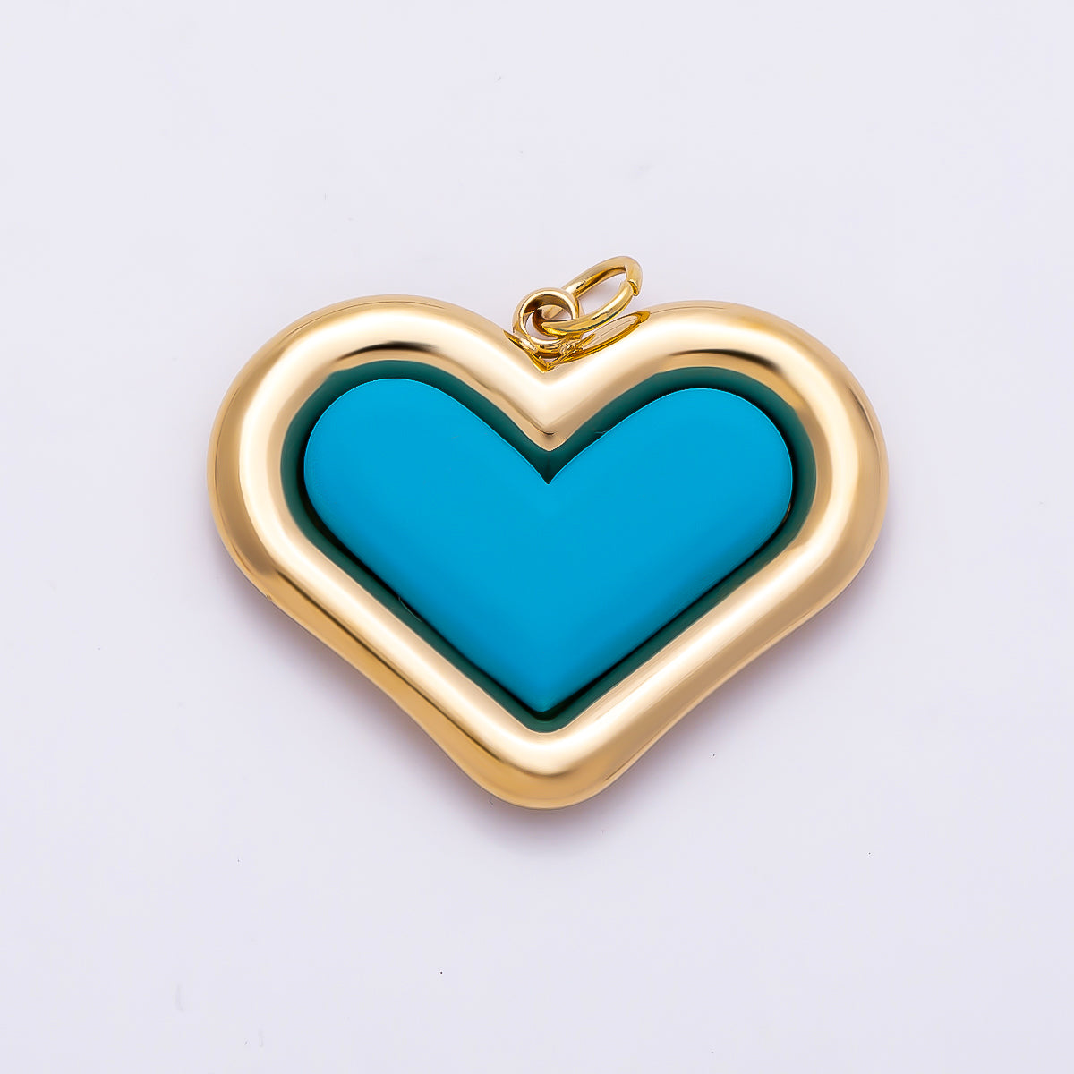 PVD Gold Stainless Steel 27mm Heart Bezel Enamel Charm | Charms-01338 ~ Charms-01342