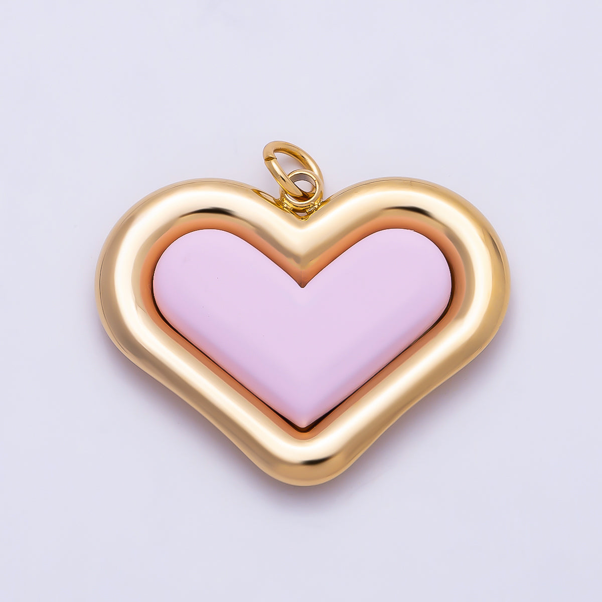 PVD Gold Stainless Steel 27mm Heart Bezel Enamel Charm | Charms-01338 ~ Charms-01342