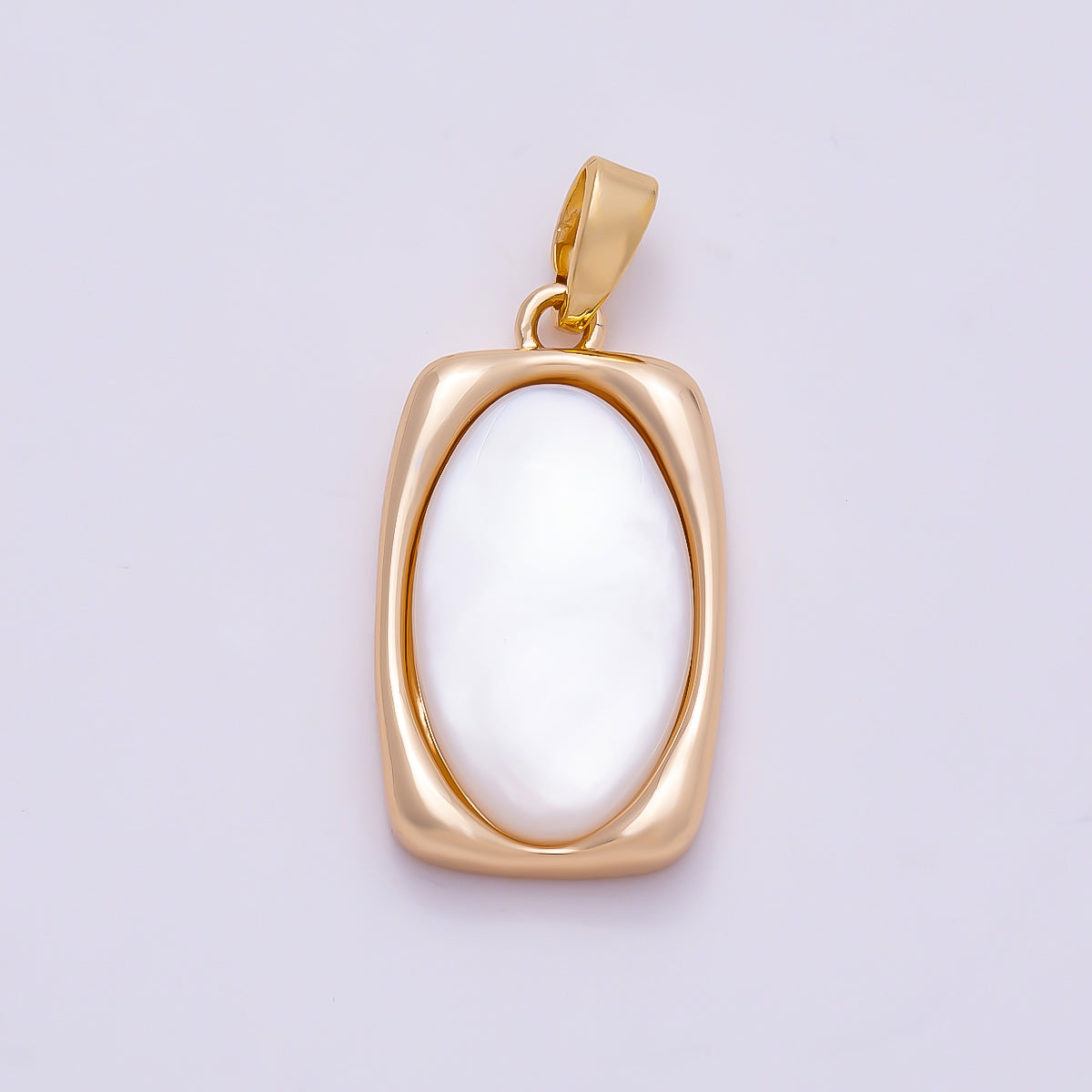 16K Gold Filled 21mm Shell Pearl Oval Bezel Pendant in Gold & Silver | Charms-01365 Charms-01366