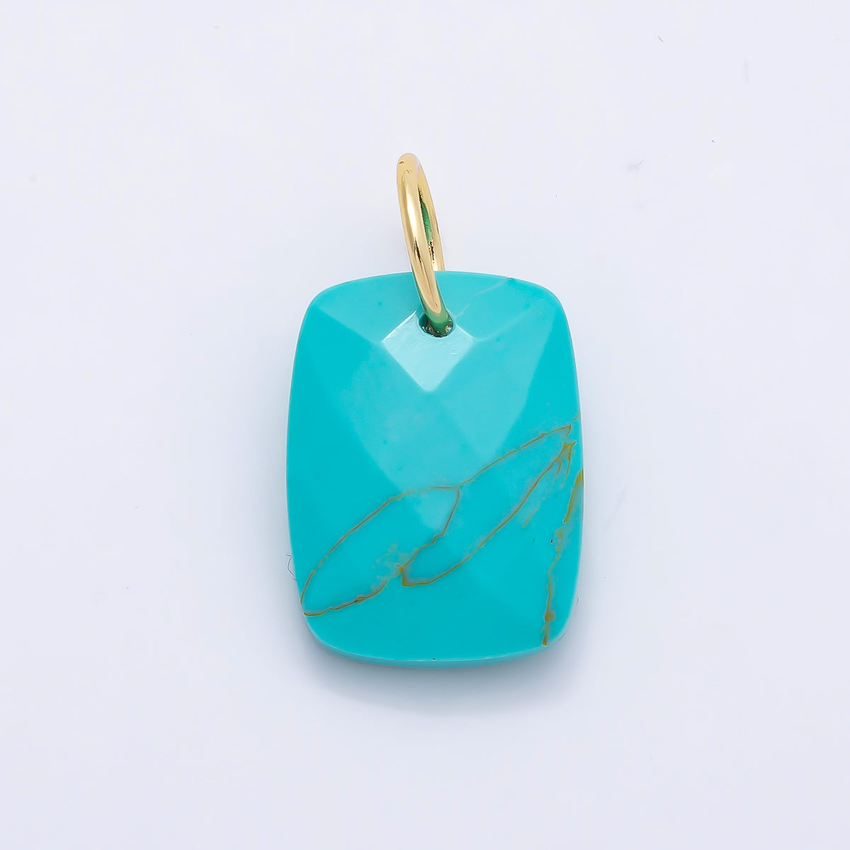 18K Gold Filled 20mm Lapis Lazuli, Turquoise, Rose Quartz, Tiger Eye Multifaceted Gemstone Rectangle Charm | Charms-01421 ~ Charms-01423