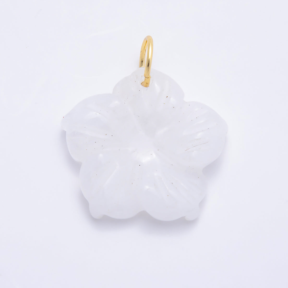 Stainless Steel 30mm White Quartz, Aventurine, Rose Quartz Gemstone Flower Charm | Charms-01425