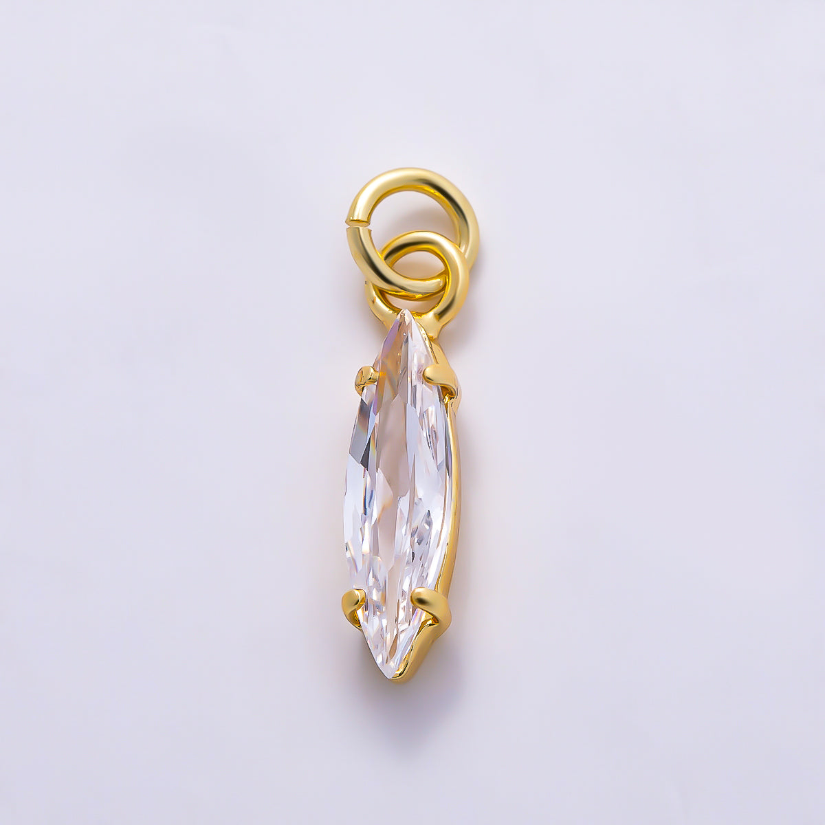 16K Gold Filled 14mm, 18mm Clear, Black CZ Marquise Charm in Gold & Silver | Charms-01457 ~ Charms-01462
