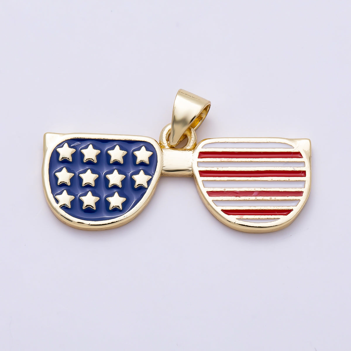 16K Gold Filled 12mm USA America Flag Enamel Sunglasses Pendant | Charms-01492