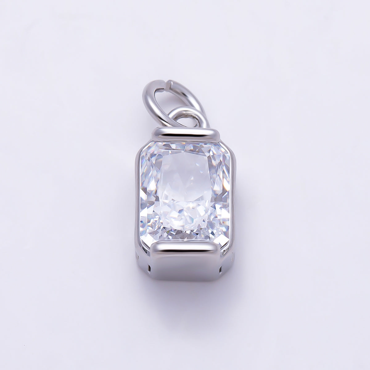 16K Gold Filled 12mm Clear CZ Baguette Lined Charm in Gold & Silver | Charms-01565 Charms-01566
