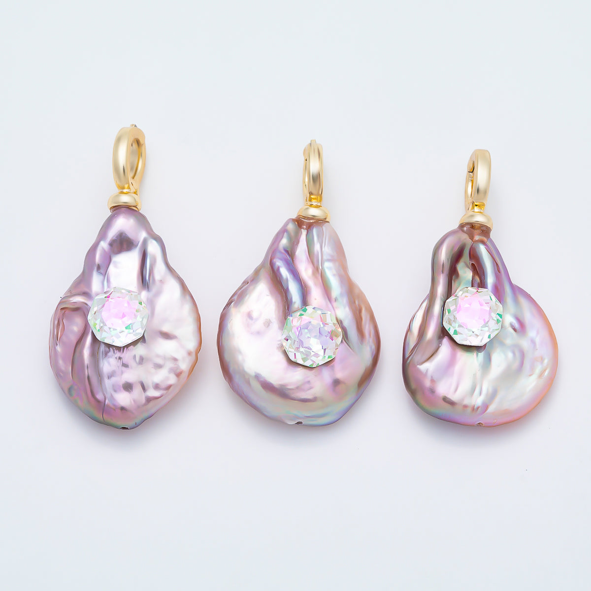 18K Gold Filled 30mm Purple Baroque Freshwater Pearl Pendant | Charms-01570