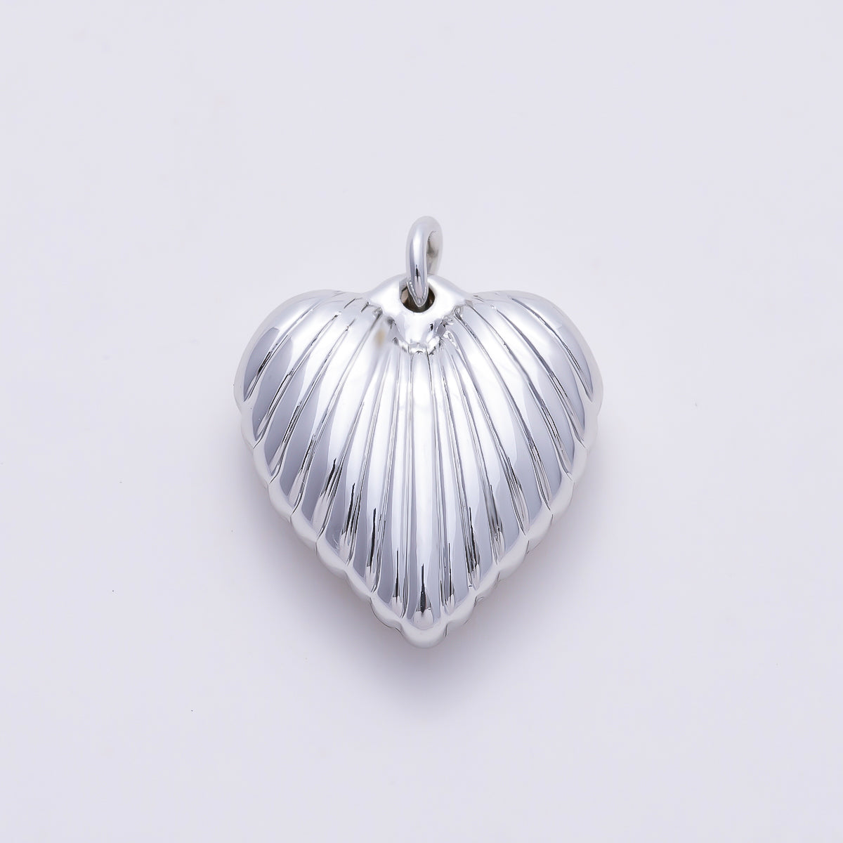 Stainless Steel PVD 17mm Ribbed Heart Padlock Charm in Gold & Silver | Charms-01580 Charms-01581