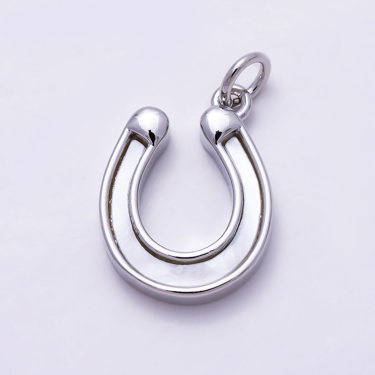 Silver Shell Pearl Lucky Horseshoe Charm | Charms-01681