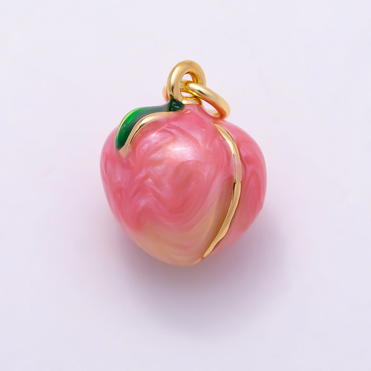 16K Gold Filled 14mm 3D Enamel Peach Fruit Charm | Charms-01932