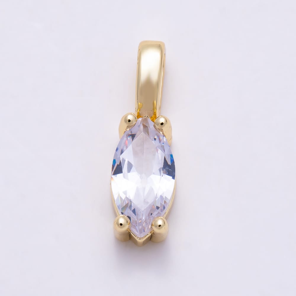 16K Gold Filled 16mm Clear Solitaire Marquise Cut CZ Pendant | Charms-02195