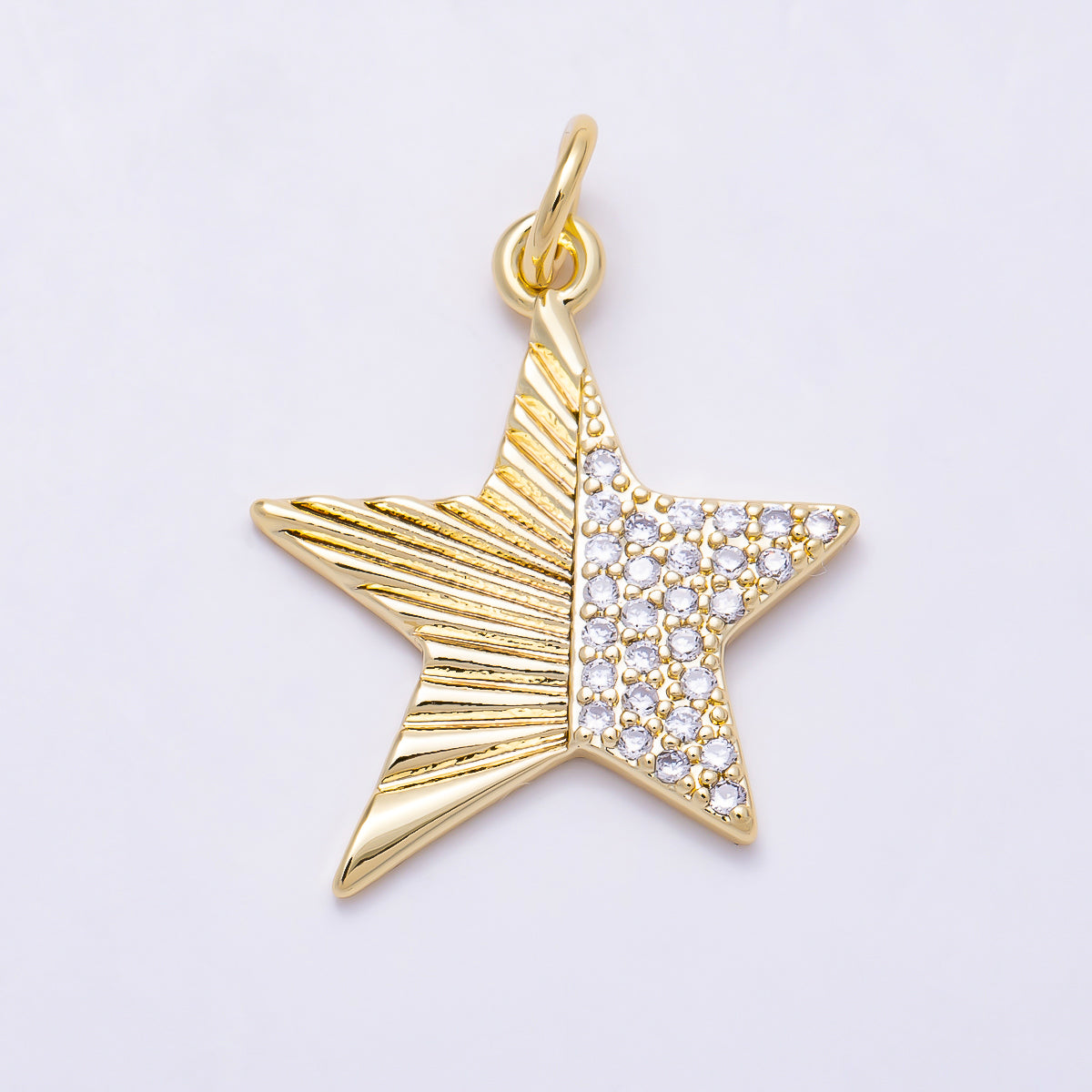16K Gold Filled 20mm Sunburst Micro Paved CZ Celestial Star Charm in Gold & Silver | Charms-02211 Charms-02212