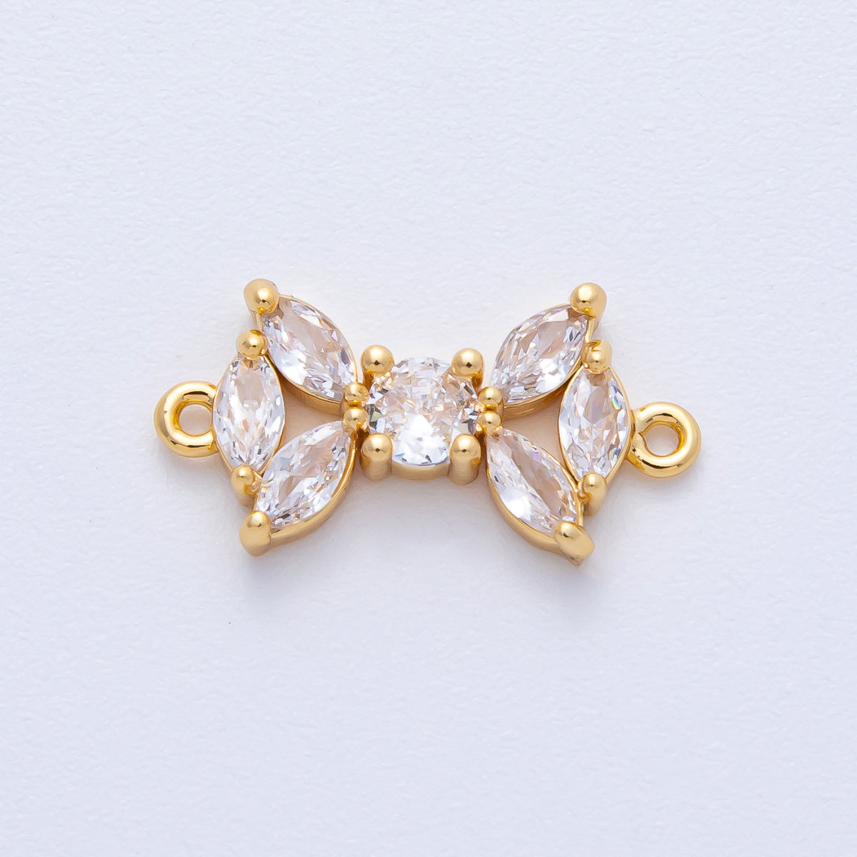18K Gold Filled 19.3mm Clear CZ Marquise Geometric Connector | Connectors-00001