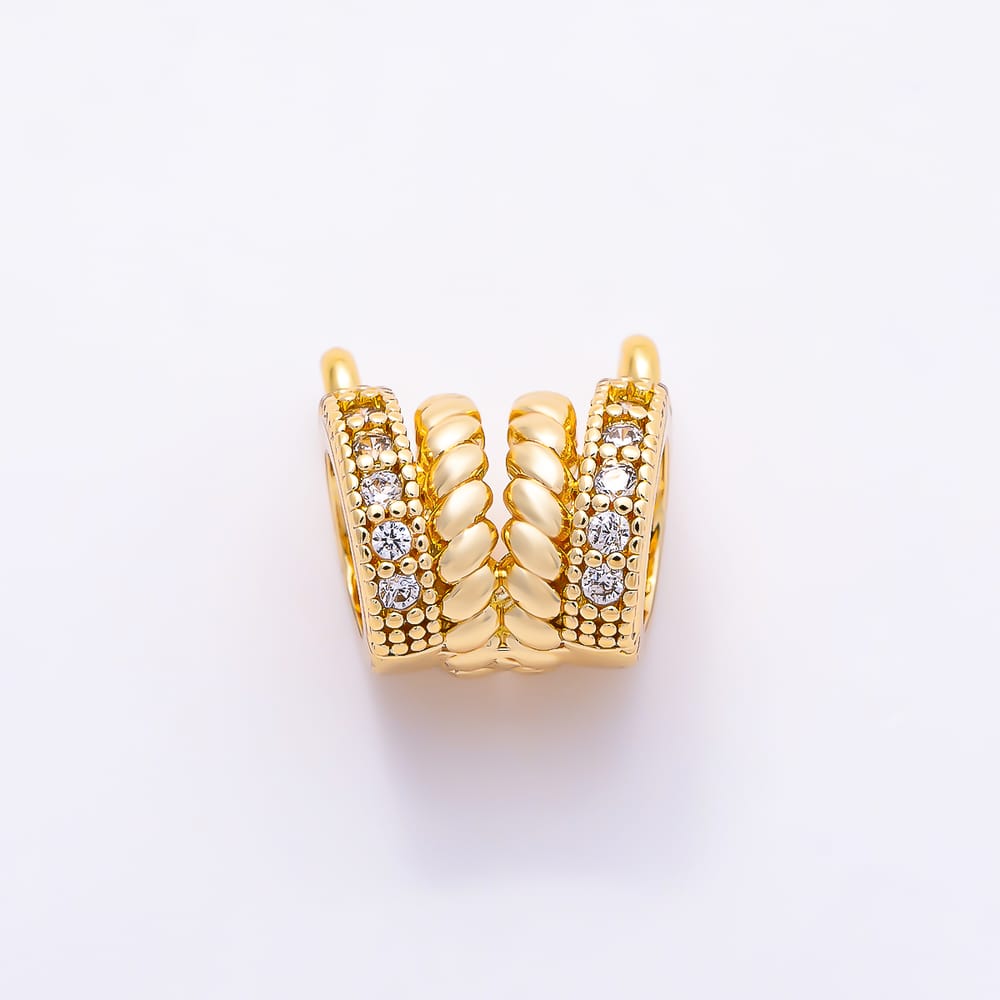 16K Gold Filled 11mm Micro Paved CZ 4 Row Twisted Cable Multi-Strand Connector | Connectors-00055
