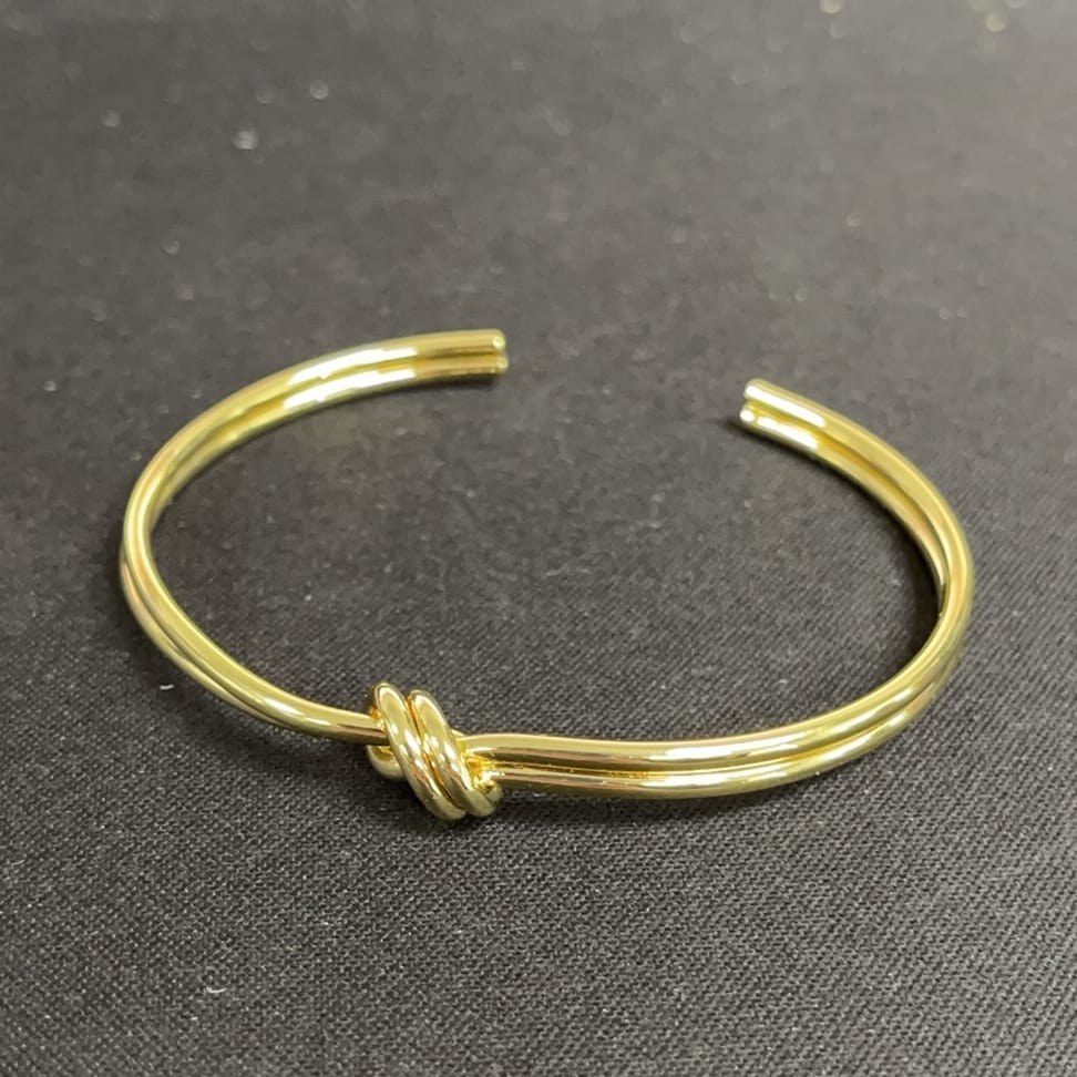 14K Gold Filled Double Knot Geometric Minimalist Cuff Bracelet