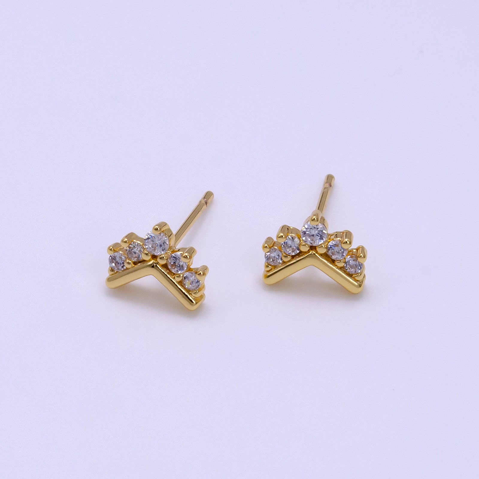 16K Gold Filled 6mm Clear CZ Geometric Arrow Stud Earrings | Clearance