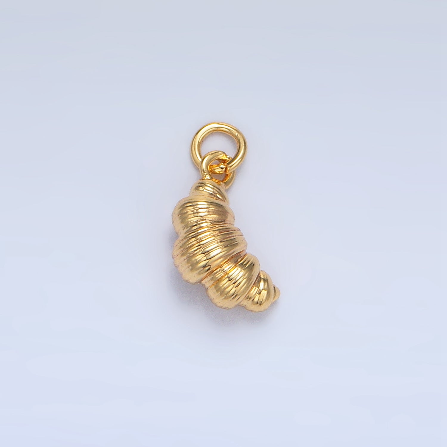24K Gold Filled 12mm Mini Minimalist Croissant 3D Charm | D419