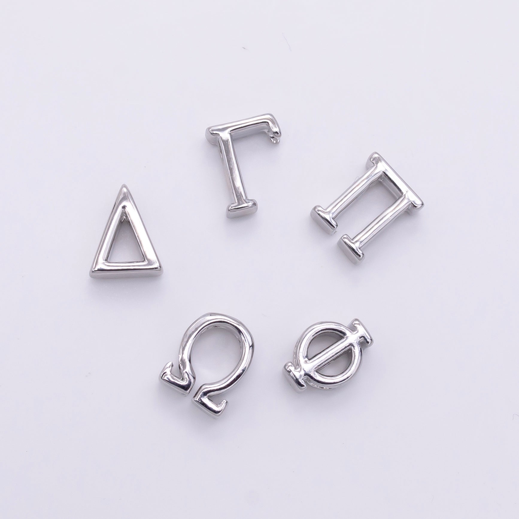 16K Gold Filled 8mm Minimalist Greek Letter Bead in Gold & Silver | B896 - B900