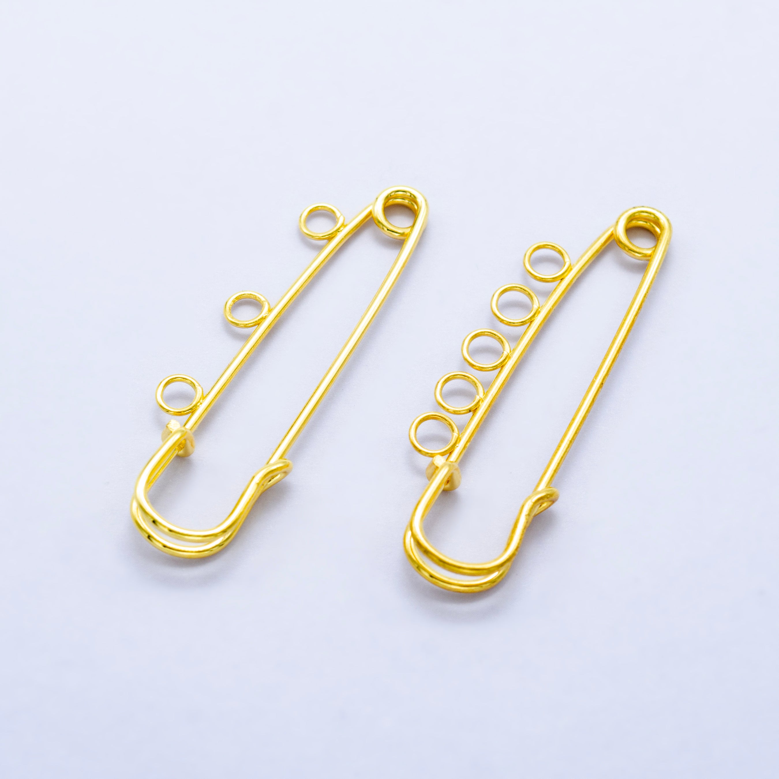 24K Gold Filled 50mm Triple, Multiple Loop Safety Pin Brooch Bag