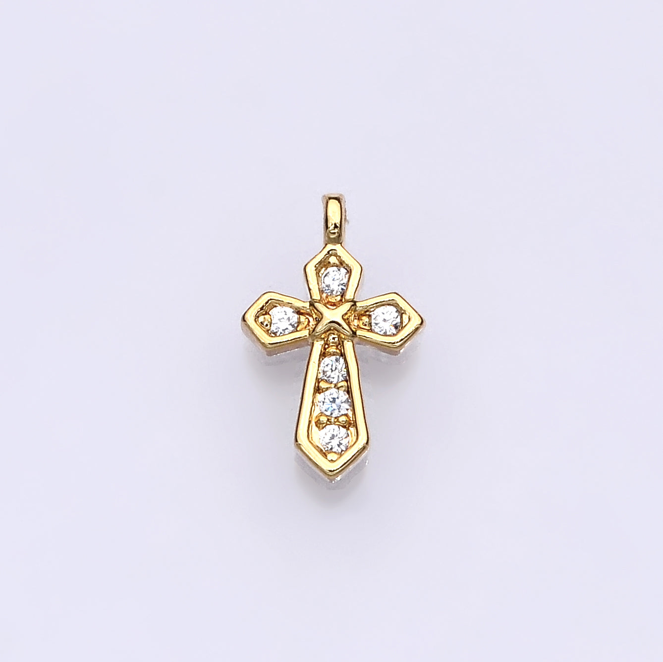24K Gold Filled Clear CZ Dotted Open Heart Charm | AF446