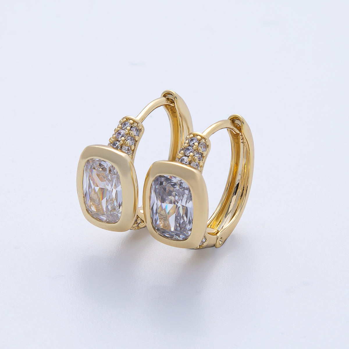 14K Gold Filled 17.5mm Clear CZ Micro Paved Huggie Earrings | Earrings-00062