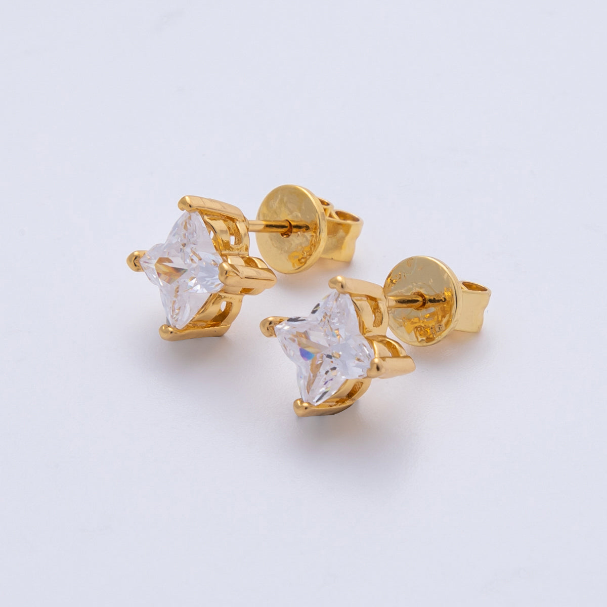 18K Gold Filled 10mm Clear CZ Mini Celestial Starburst Stud Earrings | EARRINGS-00153
