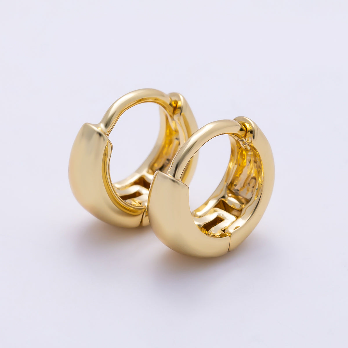 16K Gold Filled 10mm Dome Minimalist Huggie Hoop | Earrings-00701