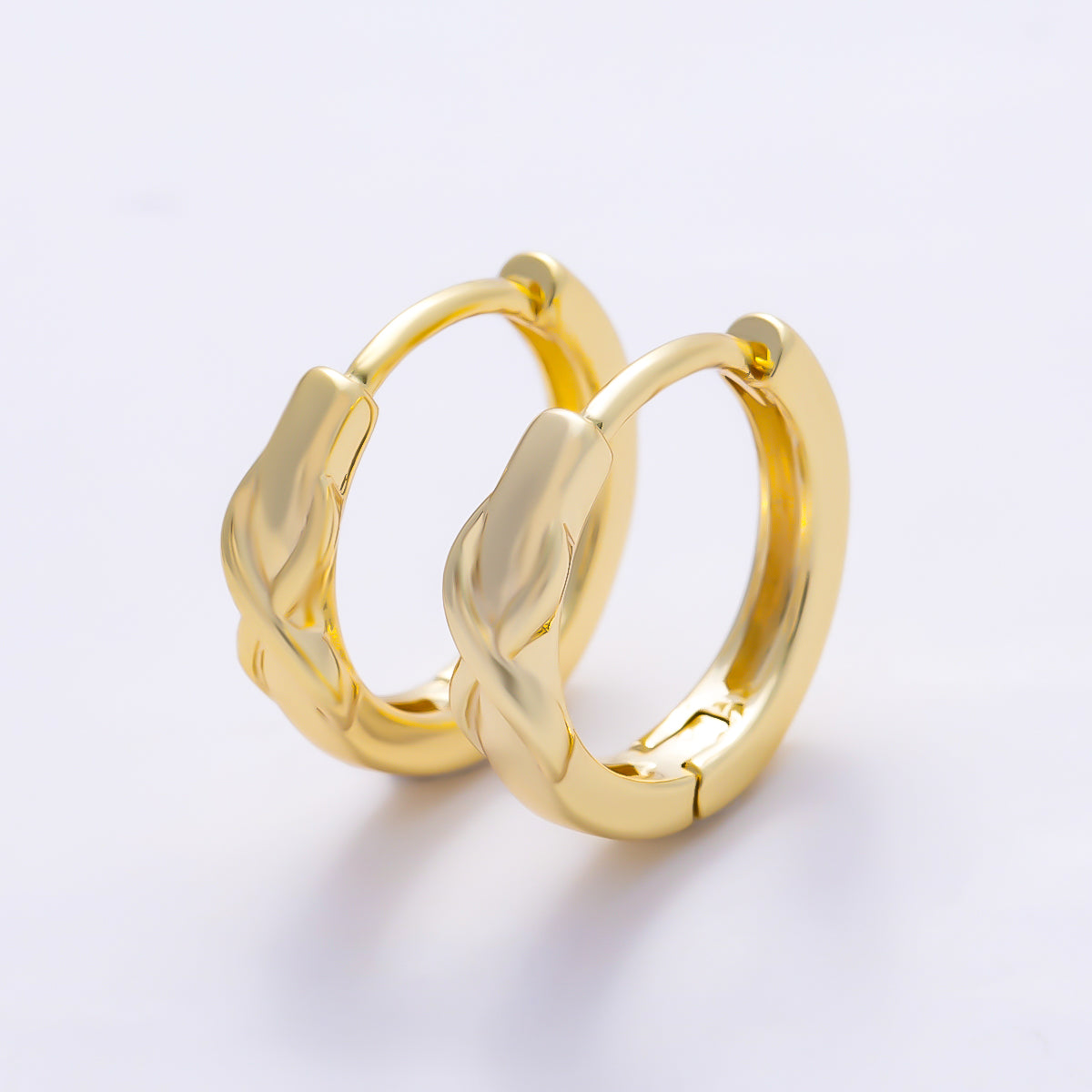 16K Gold Filled 13mm Knot Minimalist Cartilage Huggie Earrings in Gold & Silver | Earrings-00761 Earrings-00762