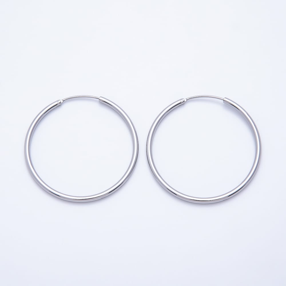 16K Gold Filled 40mm Minimalist Sleeper Hoop Earrings in Gold & Silver | Earrings-01249
