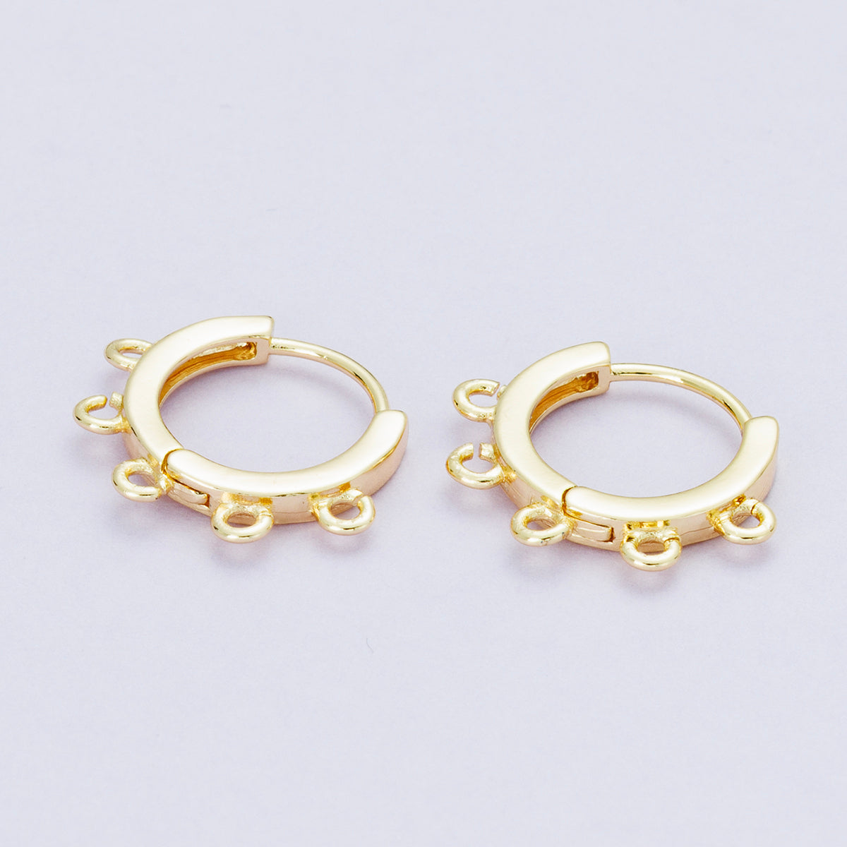 18K Gold Filled 15mm Minimalist Five Open Loop Drop Huggie Earring | Findings-00112