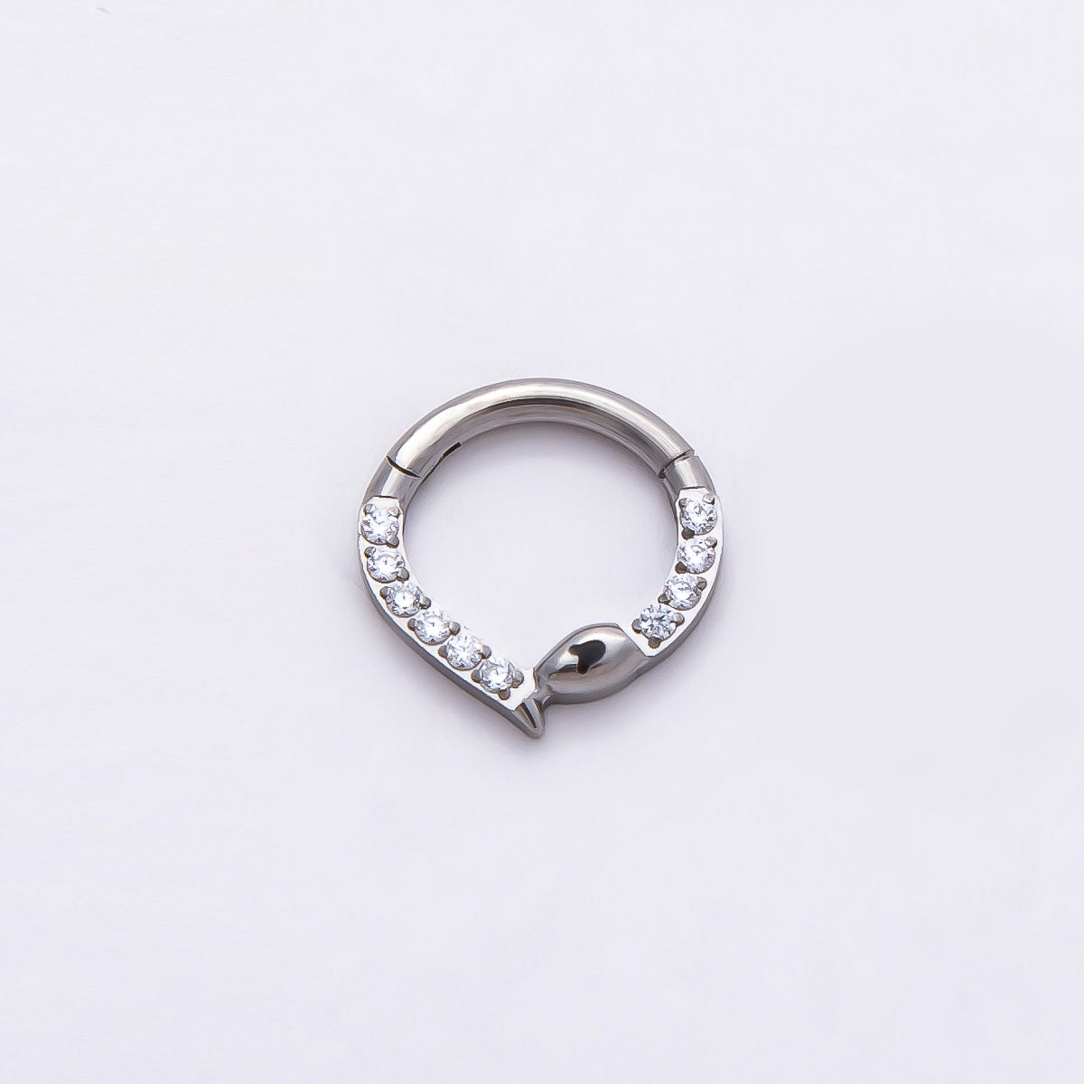 Stainless Steel 10mm Micro Paved CZ Snake Pull Gate Round Finding in Gold & Silver | Findings-00190 Findings-00191